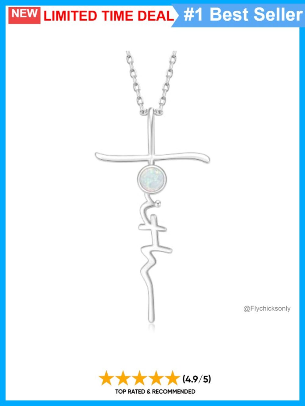 Cross Faith Birthstone Necklace White Gold Plated Pendant Christian Gift